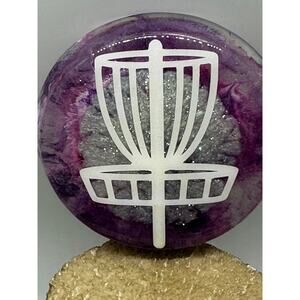 Disc Golf Mini Marker Custom Purple/Wht Basket Epoxy Resin One Of A Kind Mini